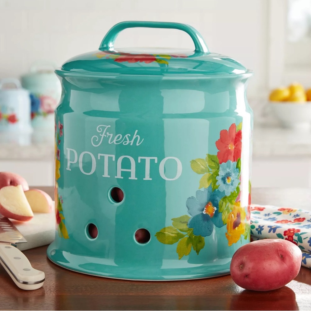 🥔NEW Pioneer Woman Breezy Blossom Potato Keeper Canister 🥔